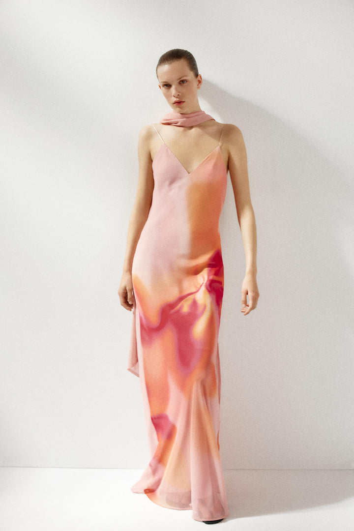 Esme™ | Watercolor Satin Maxi Dress