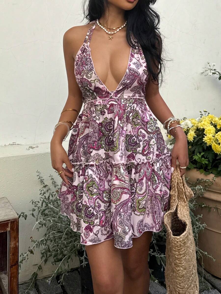 Capri™ | Boho-Print Halter Mini Dress