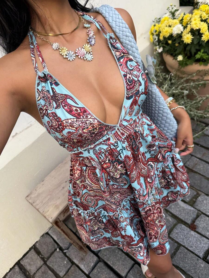 Capri™ | Boho-Print Halter Mini Dress
