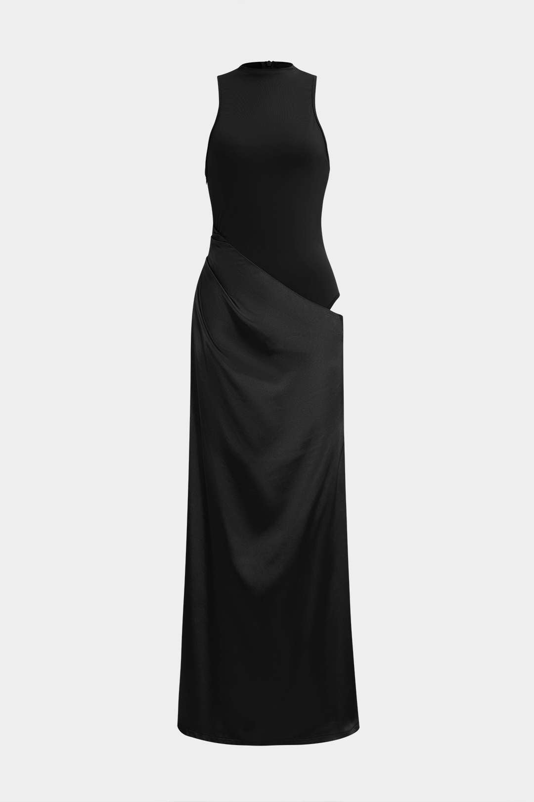 Naomi™ | Satin Patchwork Sleeveless Maxi Dress