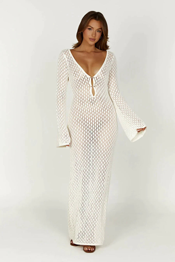 Zada™ | Maxi Dress with Crochet Sleeves