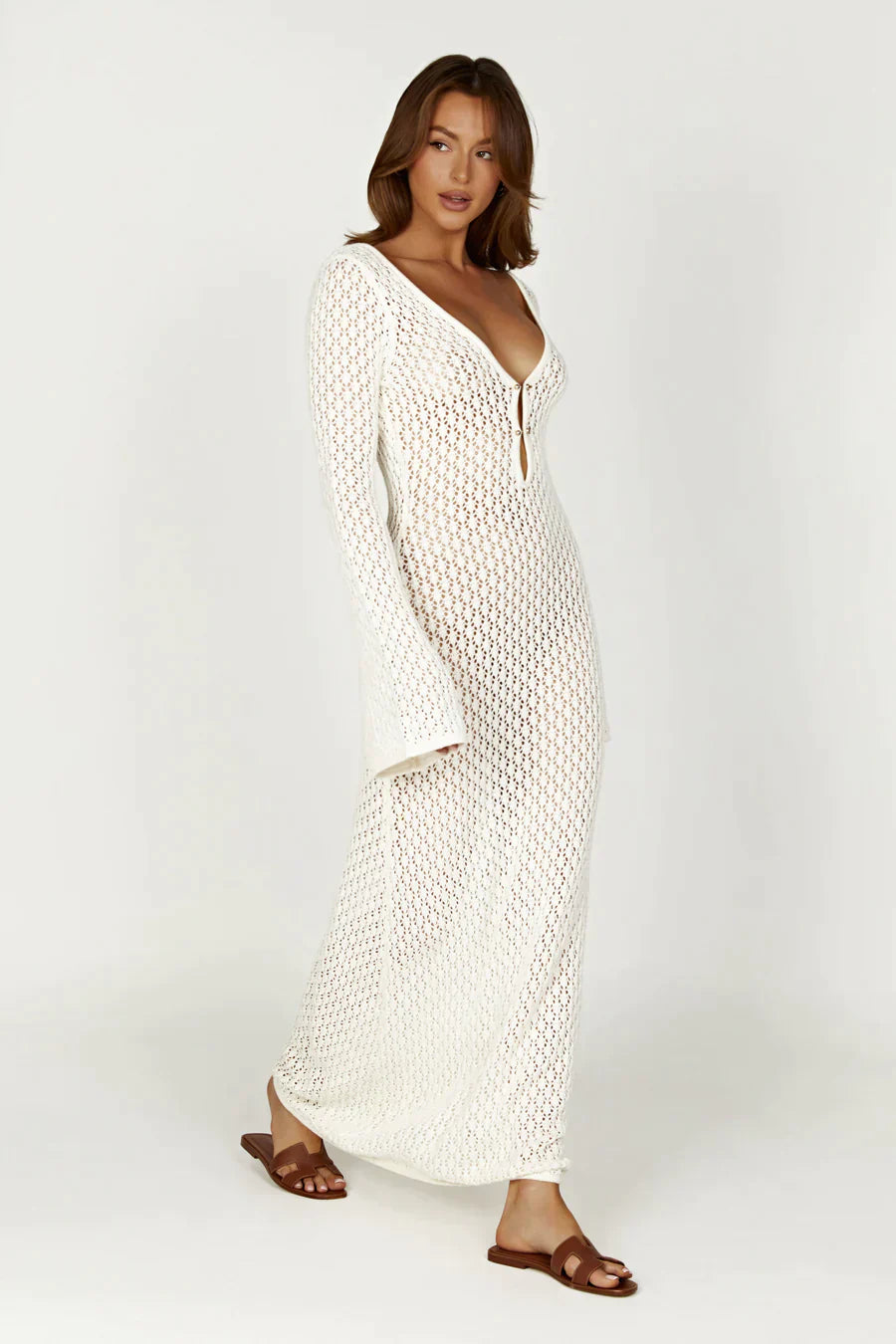 Zada™ | Maxi Dress with Crochet Sleeves
