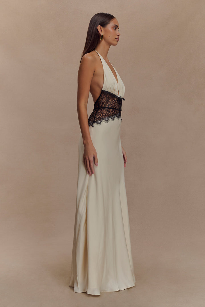 Kalira™ | Satin Lace Maxi Dress