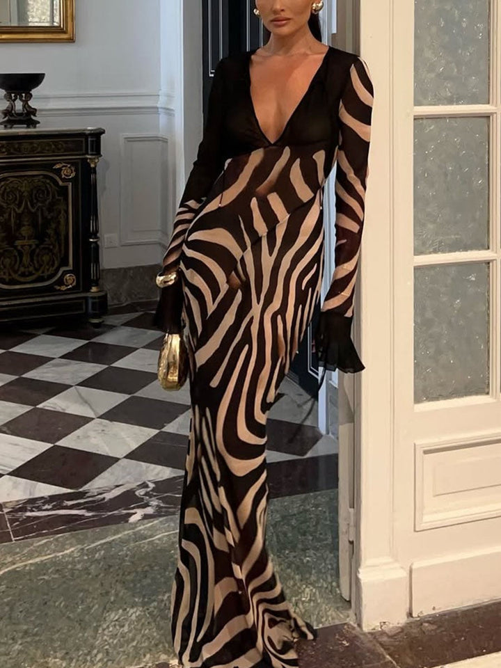Sienna™ | V-Neck Zebra Print Party Dress