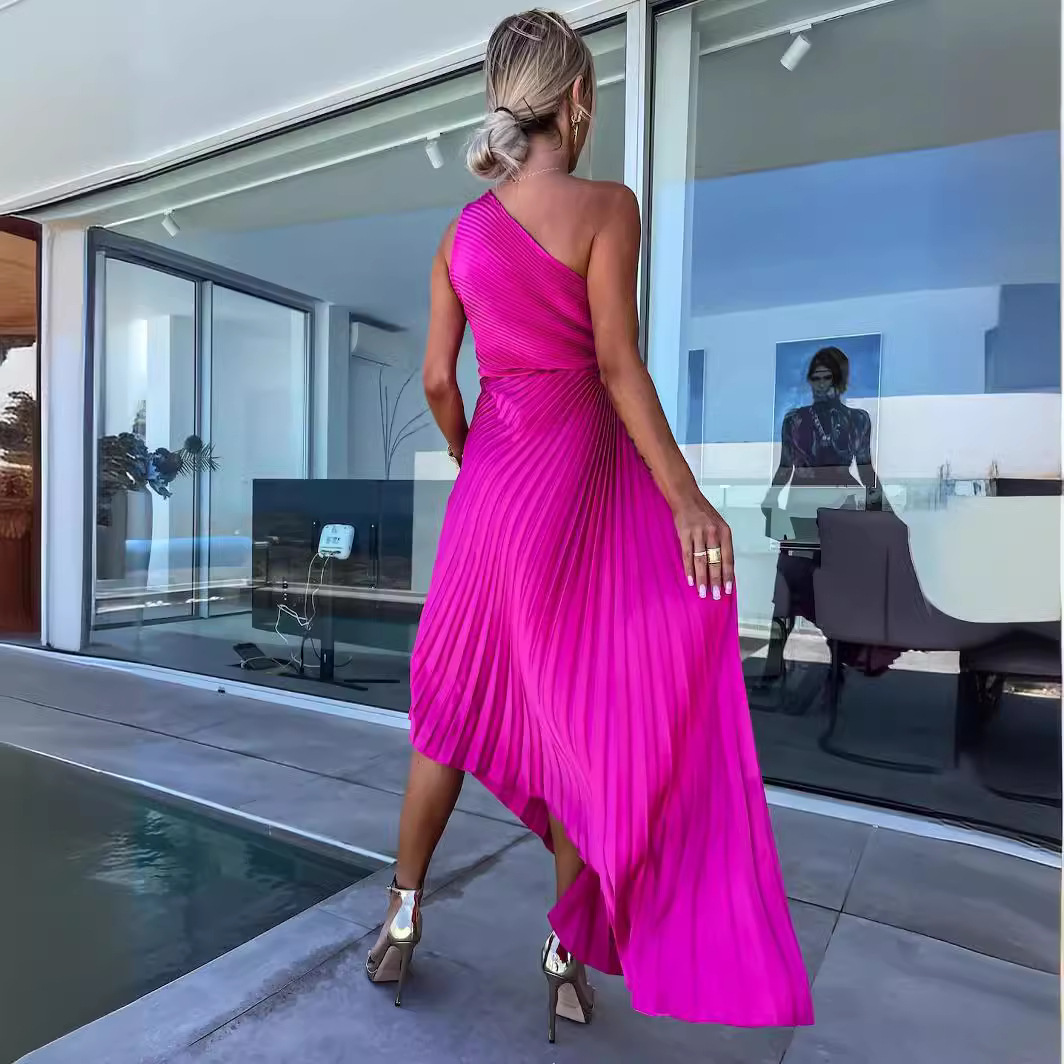 Celeste™ | One-Shoulder Maxi Dress with Pleats