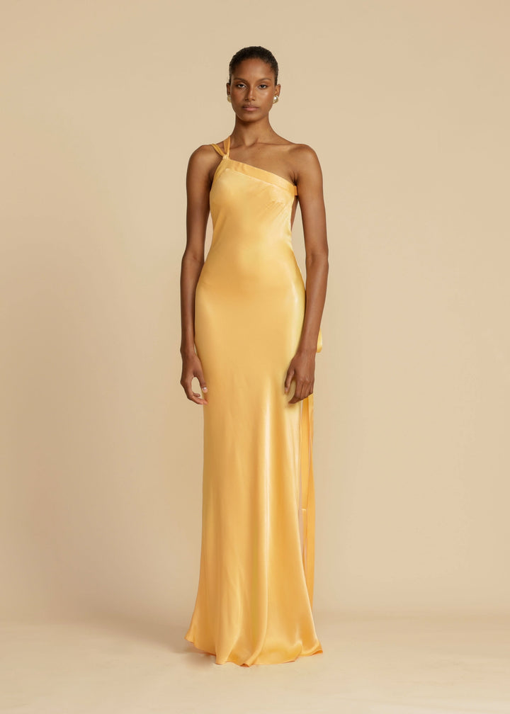 Alina™ | Maxi Dress with One Shoulder Strap in Satin