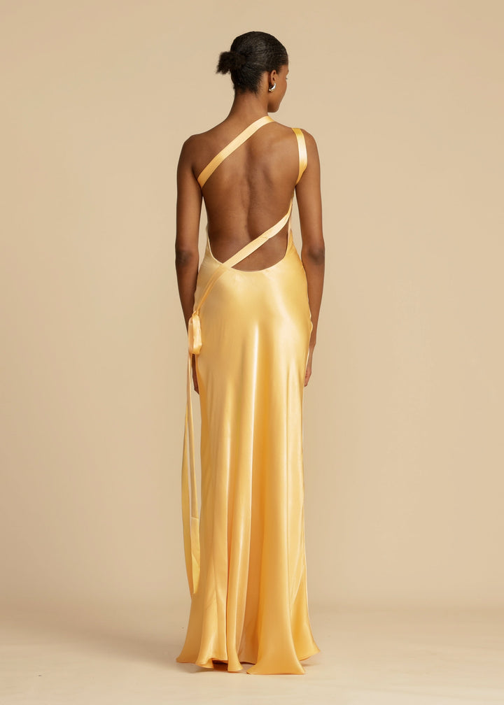 Alina™ | Maxi Dress with One Shoulder Strap in Satin