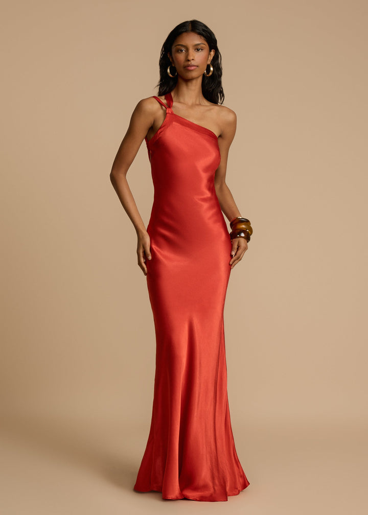 Alina™ | Maxi Dress with One Shoulder Strap in Satin