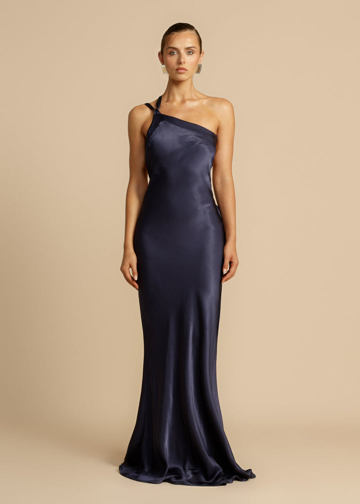 Alina™ | Maxi Dress with One Shoulder Strap in Satin