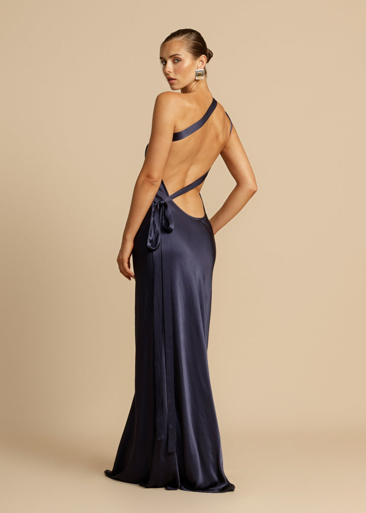 Alina™ | Maxi Dress with One Shoulder Strap in Satin