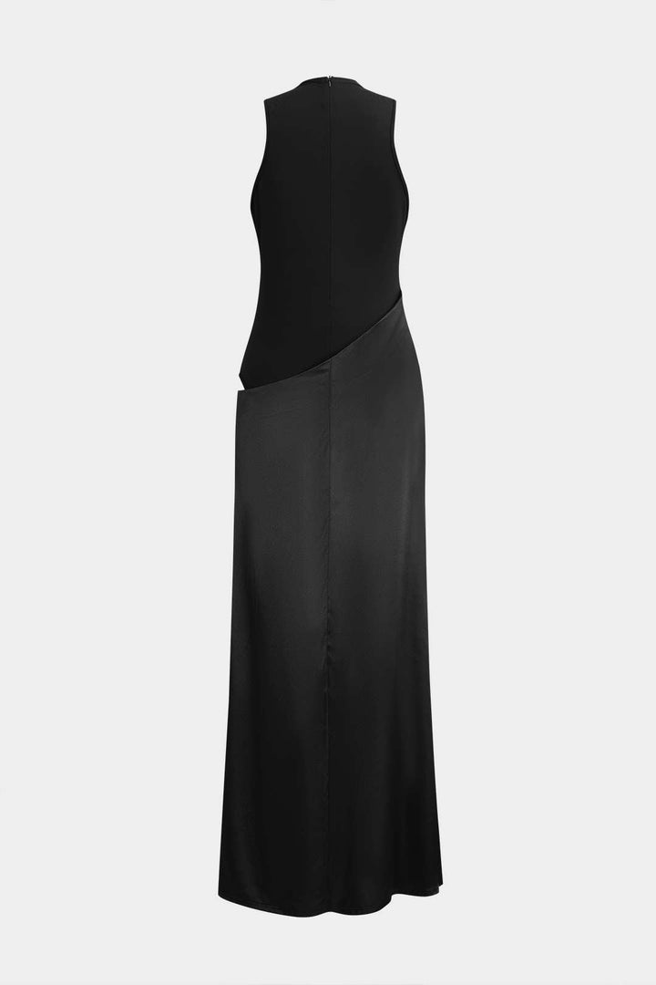 Naomi™ | Satin Patchwork Sleeveless Maxi Dress