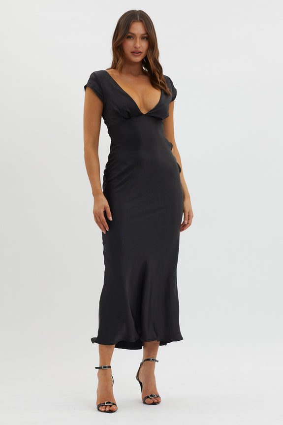 Roxie™ | Midi Dress with V-Neck and Twisted Back