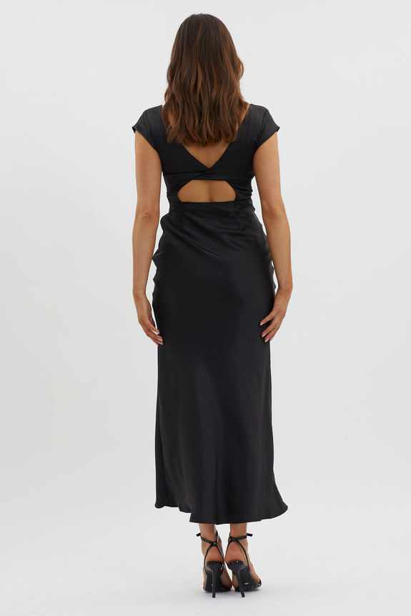 Roxie™ | Midi Dress with V-Neck and Twisted Back