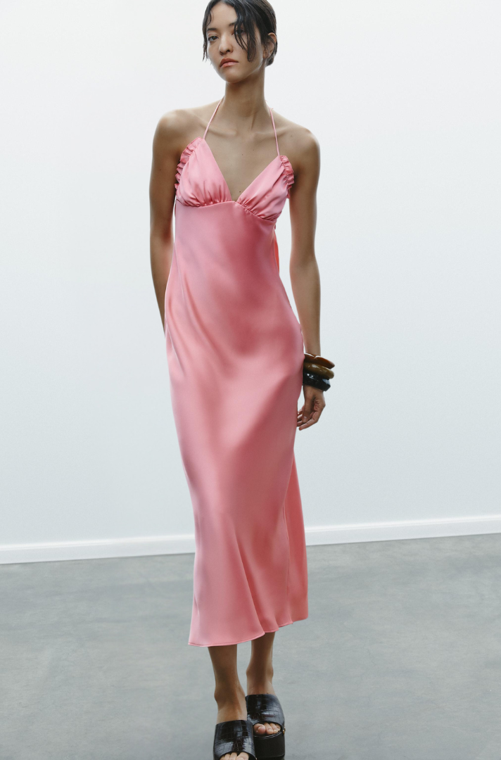 Yuki™ | Satin Halter Midi Dress