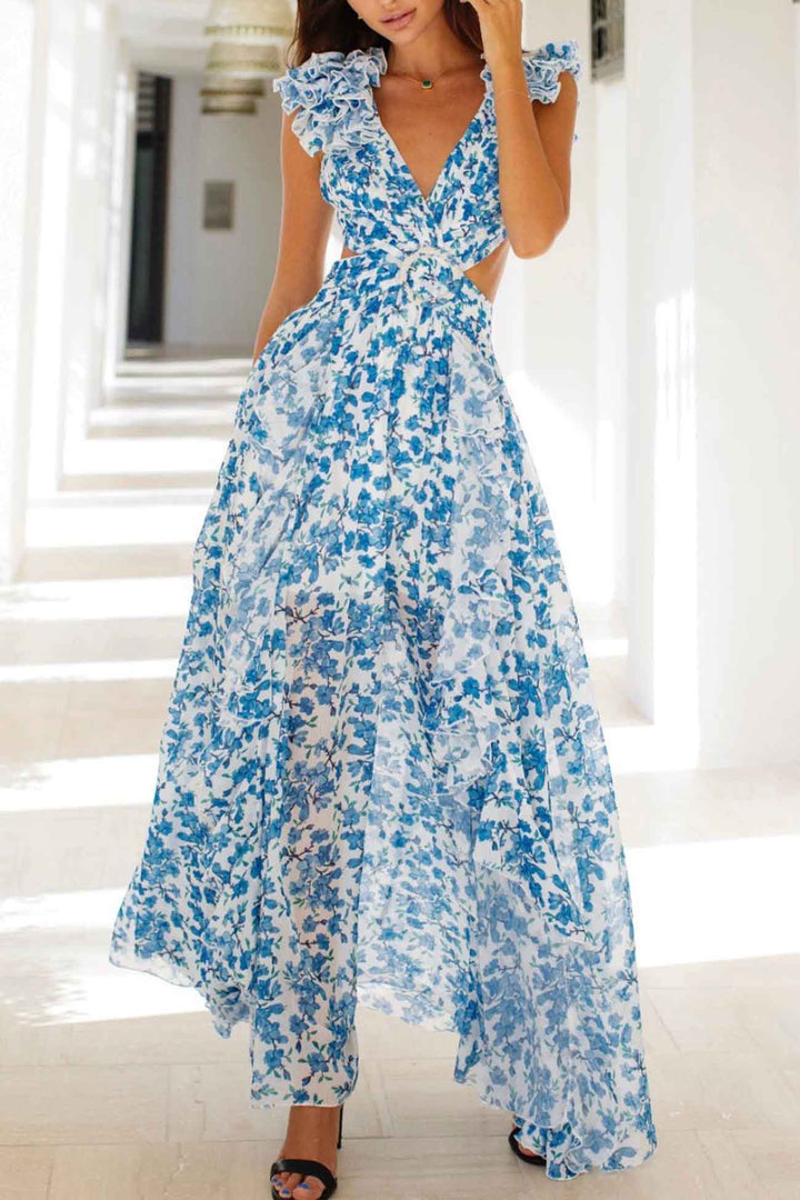 Isadora™ | Maxi Dress with Ruffled Sleeves and Cut-Outs