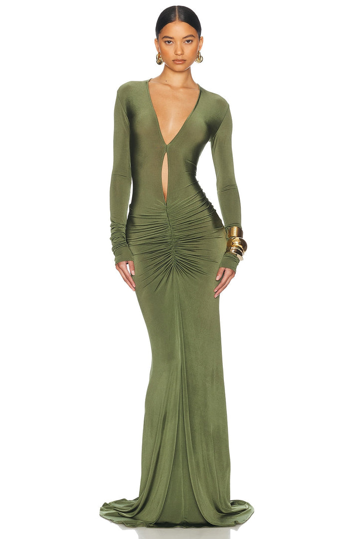 Aaliyah™ | Ruched Keyhole Maxi Dress