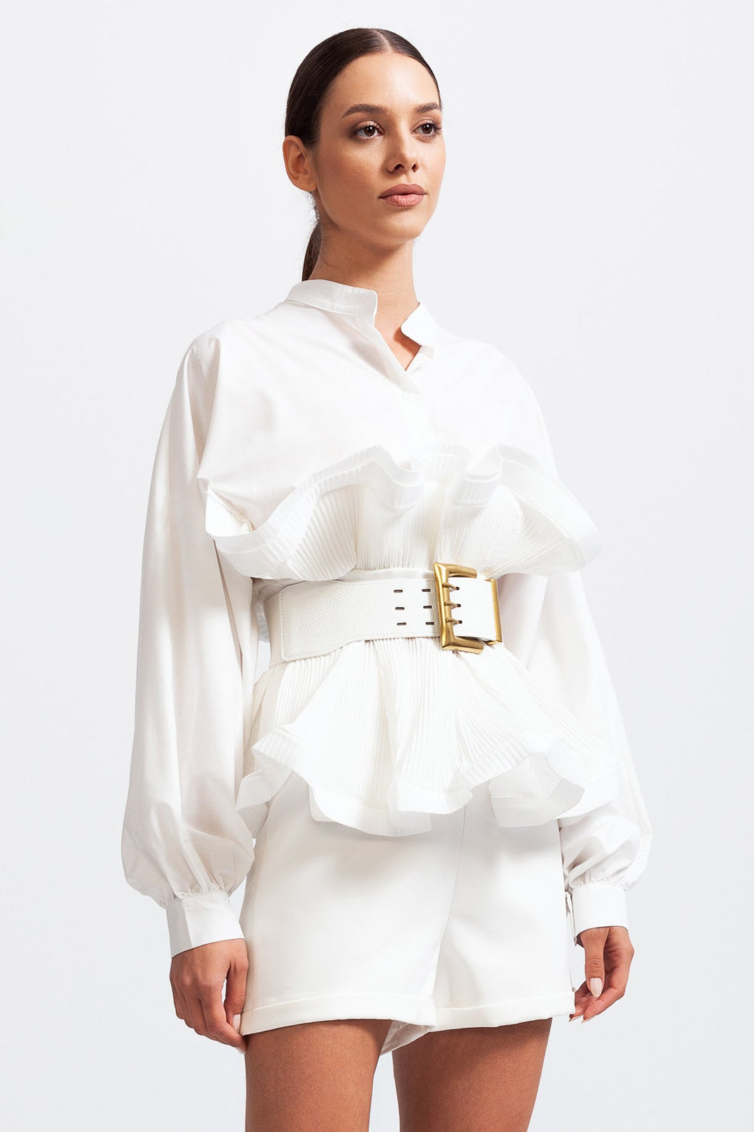 Elodie™ | Ruffle Belt Shirt