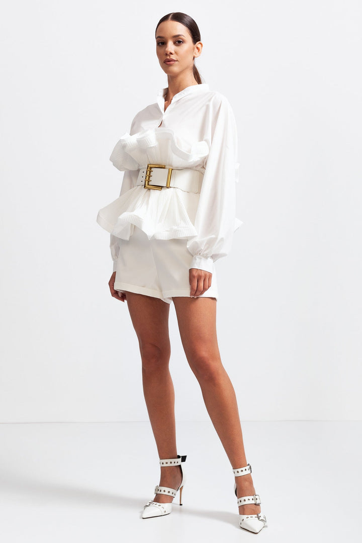 Elodie™ | Ruffle Belt Shirt