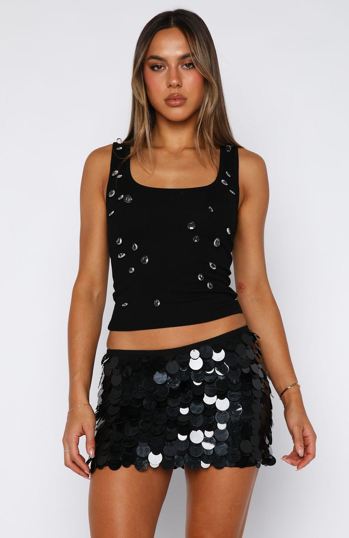Selene™ | Mini Skirt with Sequins in Cream