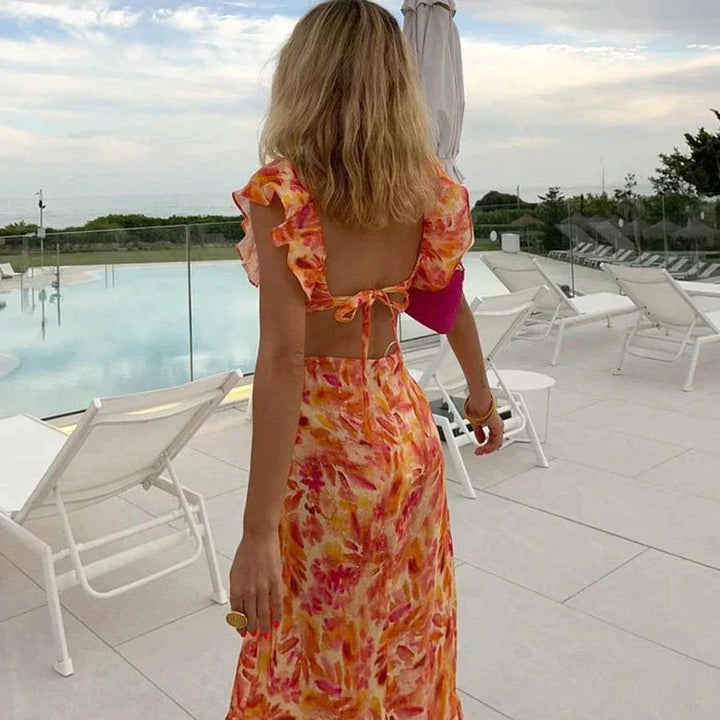 Lila™ | Ruffled Print Maxi Dress