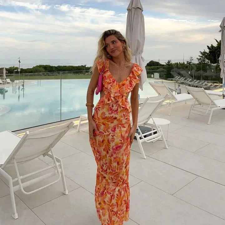 Lila™ | Ruffled Print Maxi Dress