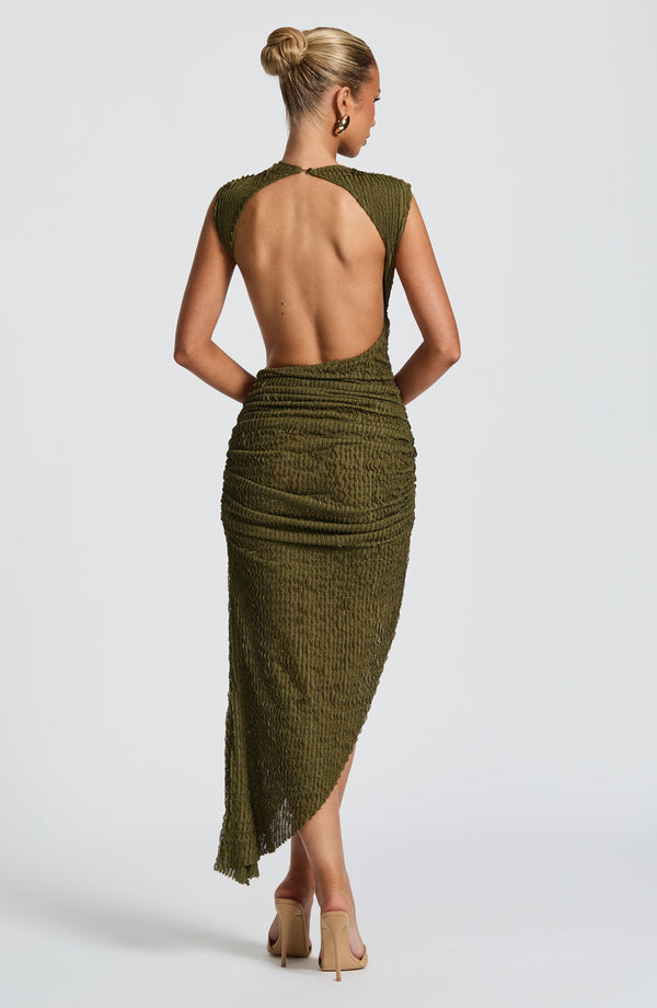 Soraya™ | Textured Asymmetrical Midi Dress