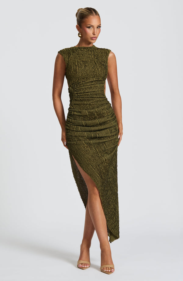 Soraya™ | Textured Asymmetrical Midi Dress