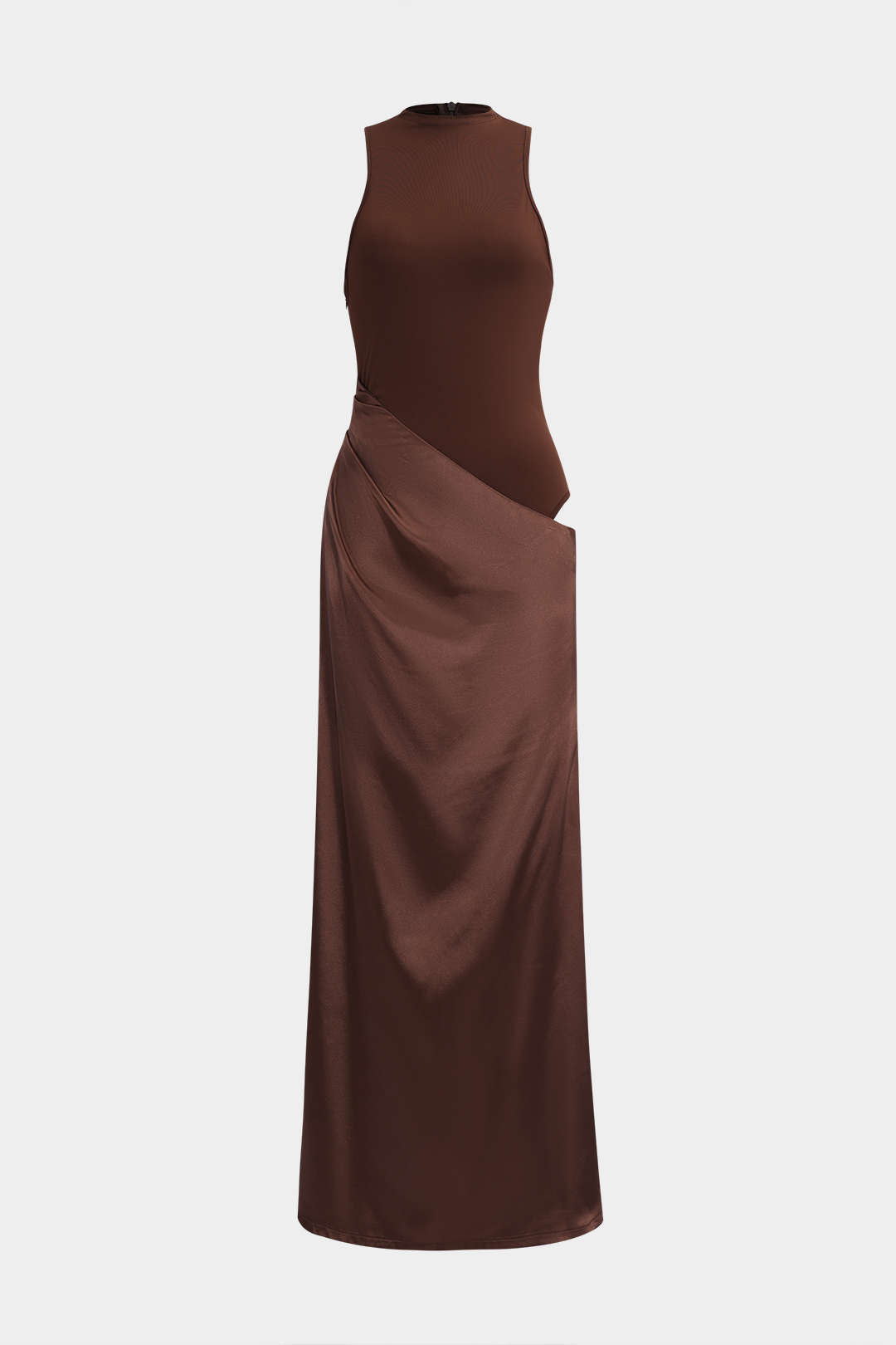 Naomi™ | Satin Patchwork Sleeveless Maxi Dress