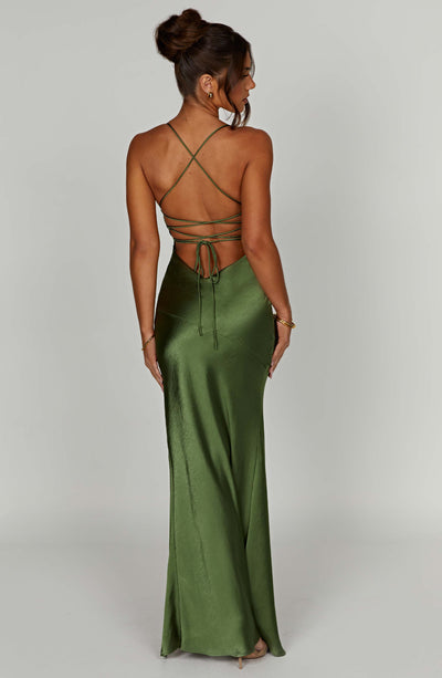 Amara™ | Satin Slit Maxi Dress