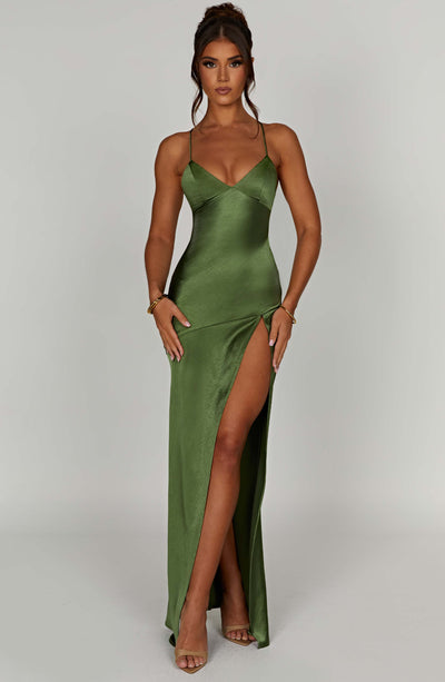Amara™ | Satin Slit Maxi Dress