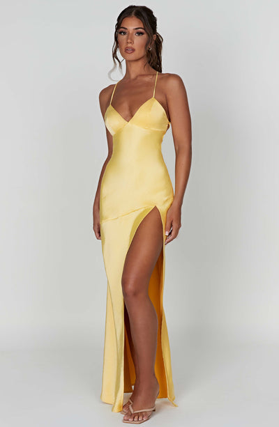 Amara™ | Satin Slit Maxi Dress