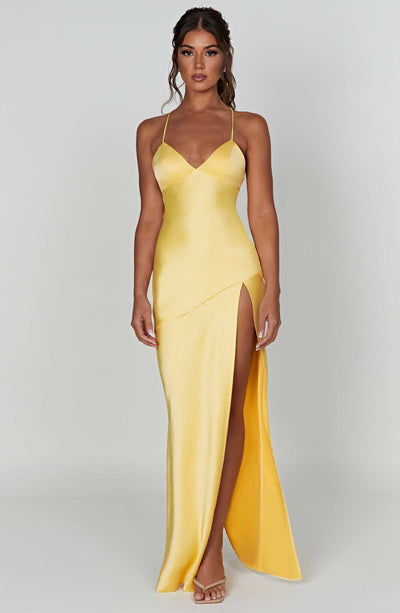 Amara™ | Satin Slit Maxi Dress