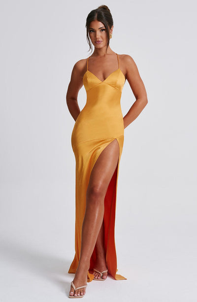 Amara™ | Satin Slit Maxi Dress
