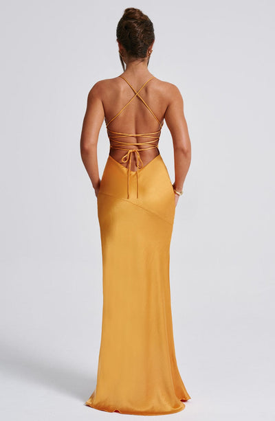 Amara™ | Satin Slit Maxi Dress