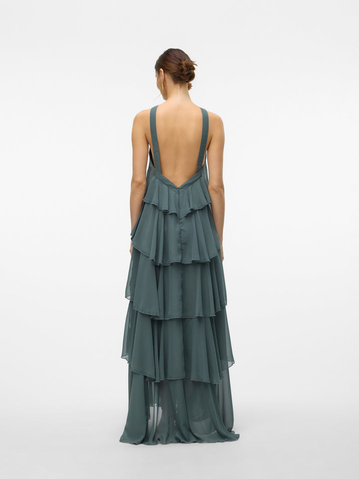 Vera™ | Layered Plum Ruffle Maxi Dress