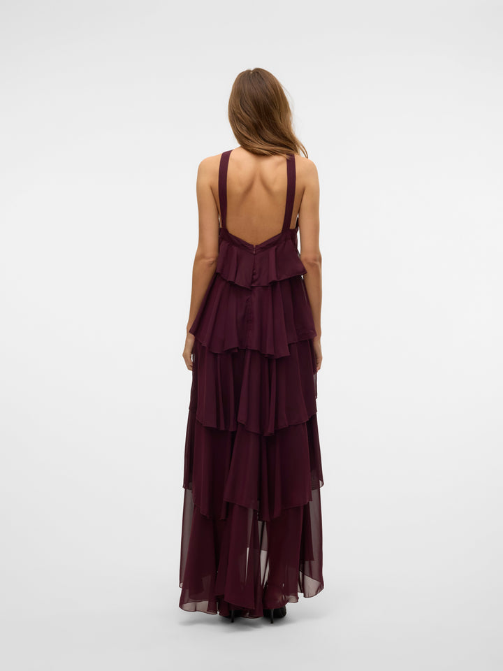 Vera™ | Layered Plum Ruffle Maxi Dress