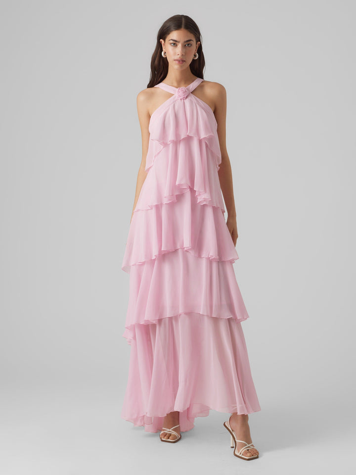 Vera™ | Layered Plum Ruffle Maxi Dress
