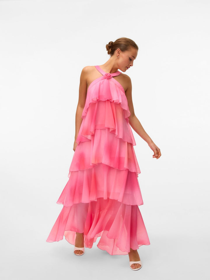 Vera™ | Layered Plum Ruffle Maxi Dress