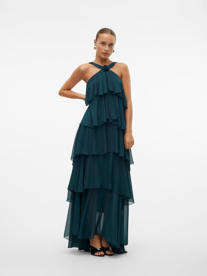 Vera™ | Layered Plum Ruffle Maxi Dress
