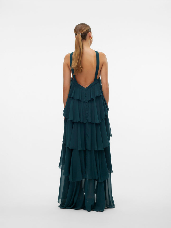 Vera™ | Layered Plum Ruffle Maxi Dress